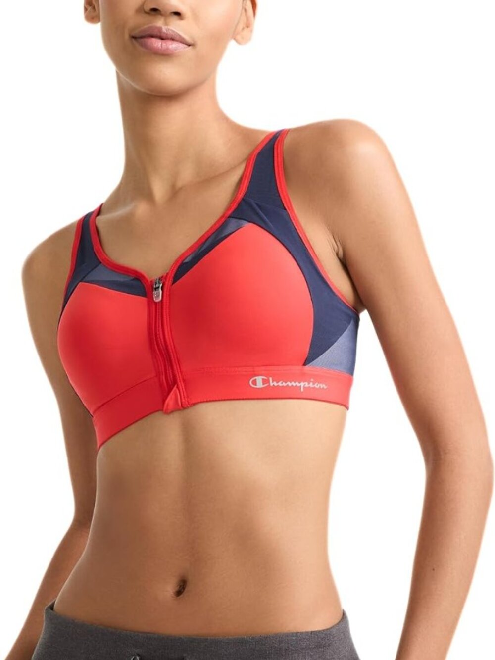 New Champion Women's Motion Control Zip High-impact Sports Bra - Red - Size 36C